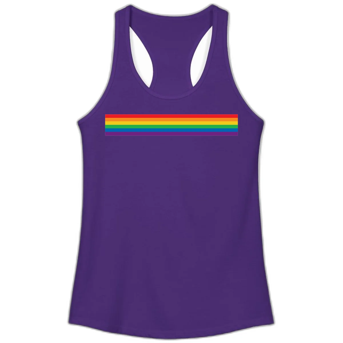 Rainbow pride flag with six horizontal stripes in red, orange, yellow, green, blue, and purple colors in Solid Purple Rush