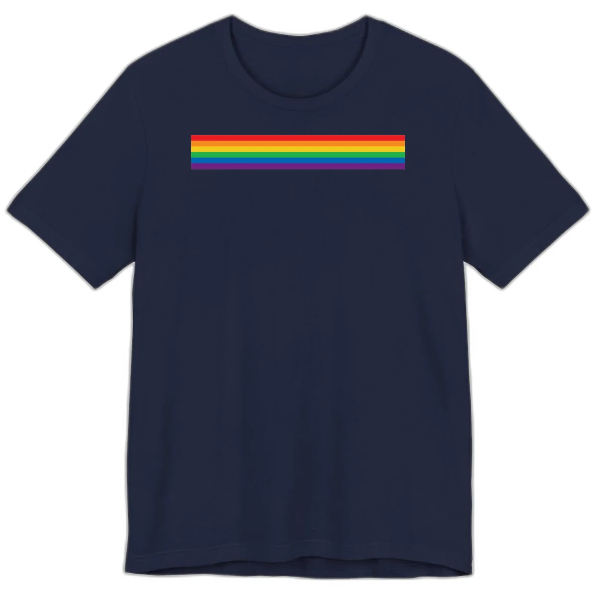 Rainbow pride flag with six horizontal stripes in red, orange, yellow, green, blue, and purple colors in Navy