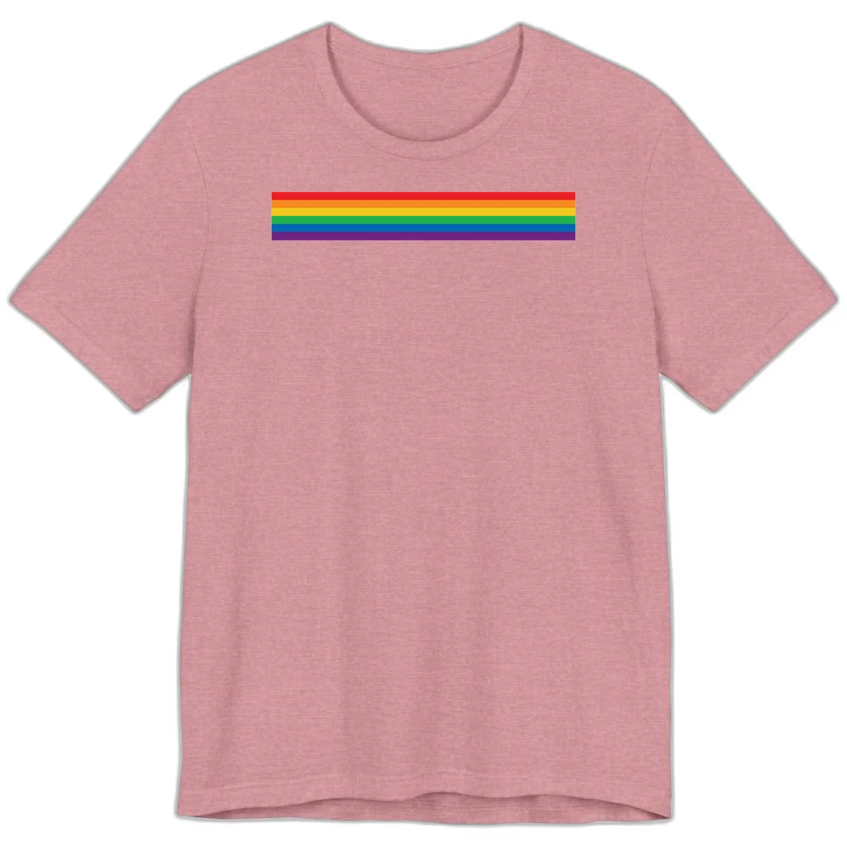 Rainbow pride flag with six horizontal stripes in red, orange, yellow, green, blue, and purple colors in Heather Orchid