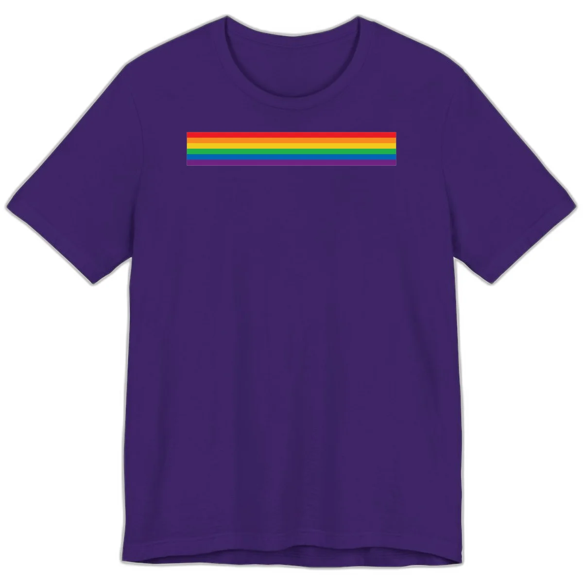 Rainbow pride flag with six horizontal stripes in red, orange, yellow, green, blue, and purple colors in Team Purple