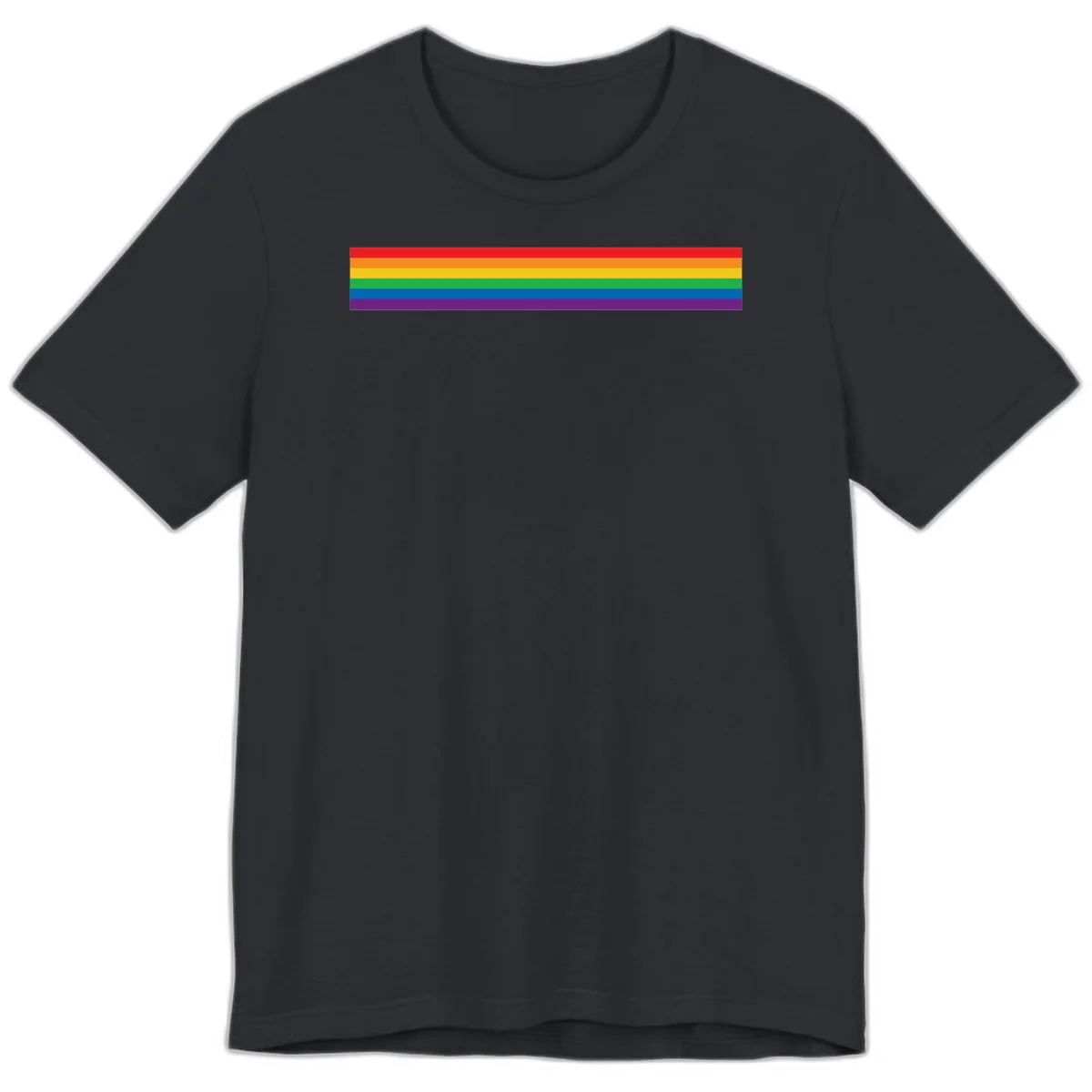 Rainbow pride flag with six horizontal stripes in red, orange, yellow, green, blue, and purple colors in Vintage Black