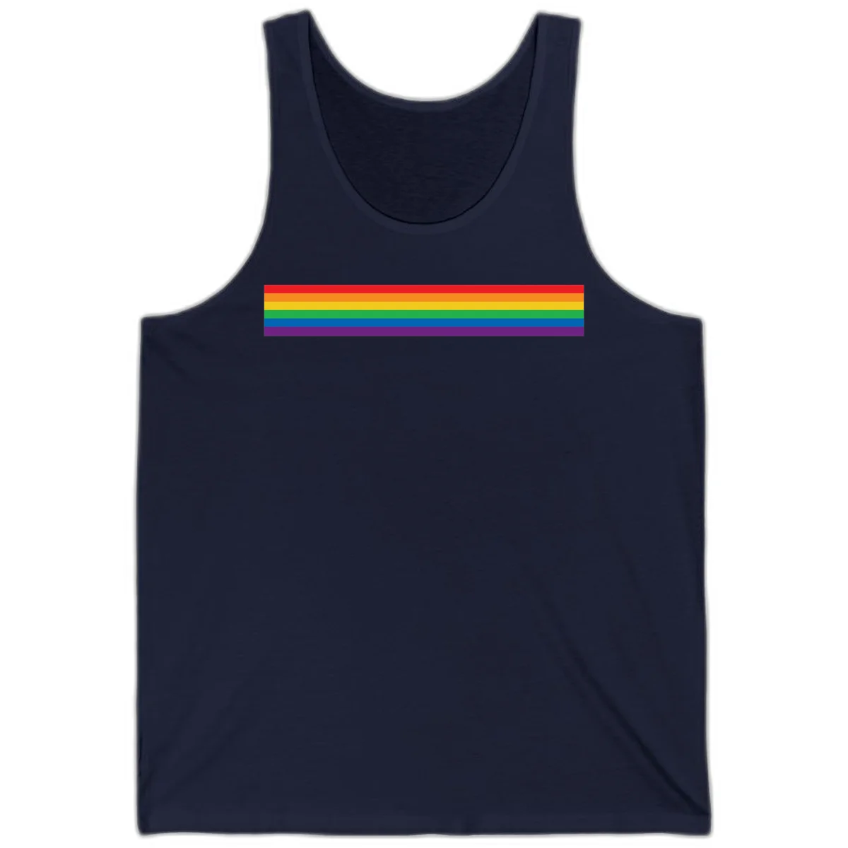 Rainbow pride flag with six horizontal stripes in red, orange, yellow, green, blue, and purple colors in Navy