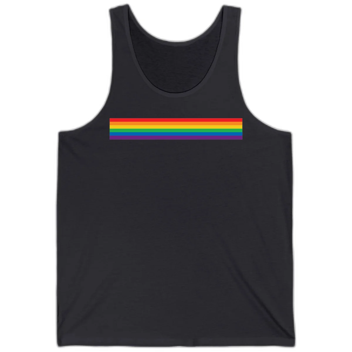 Rainbow pride flag with six horizontal stripes in red, orange, yellow, green, blue, and purple colors in Dark Grey