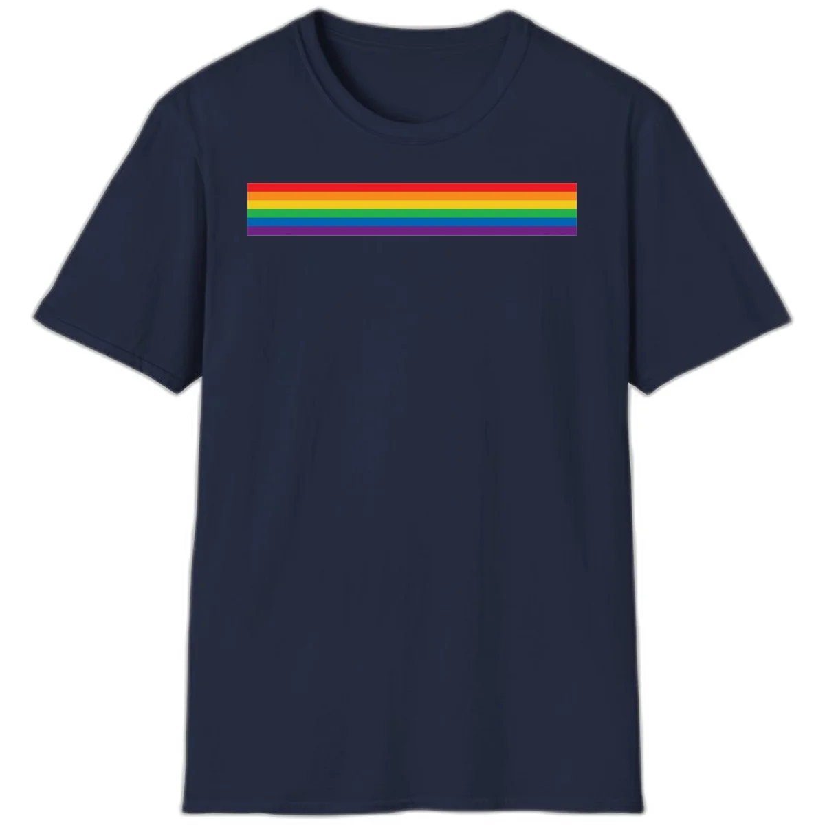 Rainbow pride flag with six horizontal stripes in red, orange, yellow, green, blue, and purple colors in Navy
