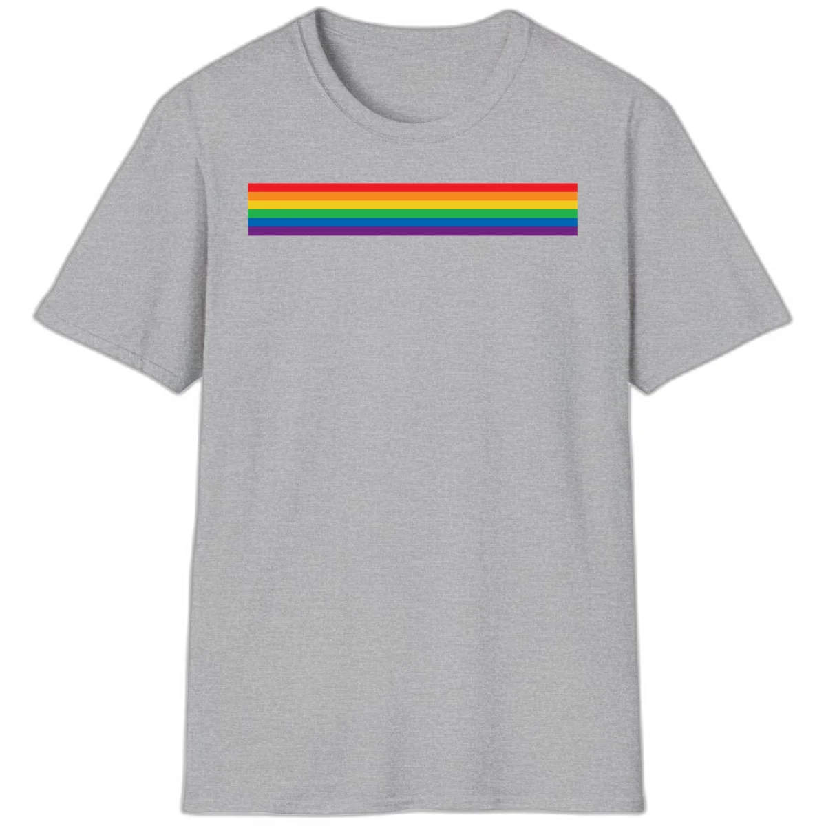 Rainbow pride flag with six horizontal stripes in red, orange, yellow, green, blue, and purple colors in Sport Grey