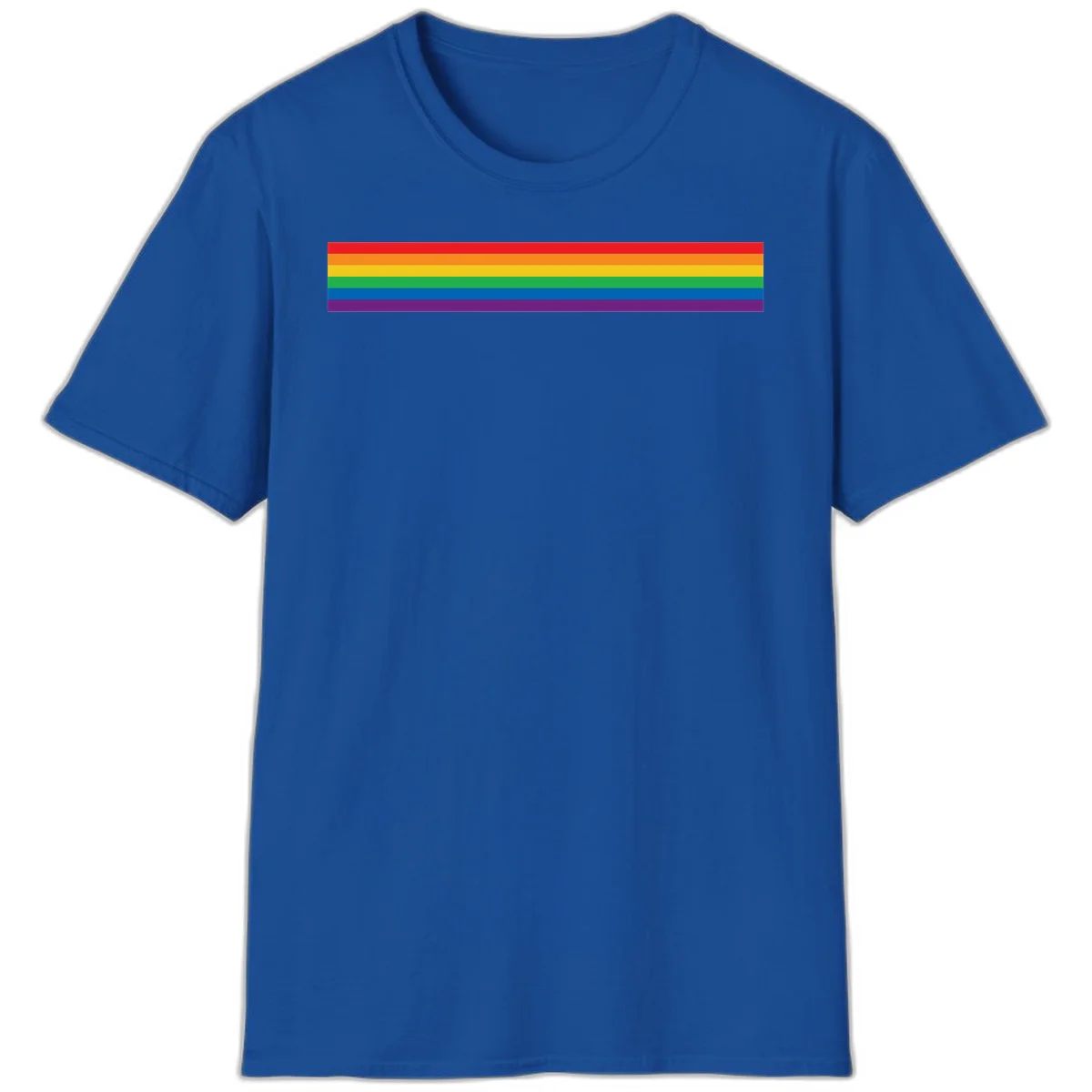 Rainbow pride flag with six horizontal stripes in red, orange, yellow, green, blue, and purple colors in Royal