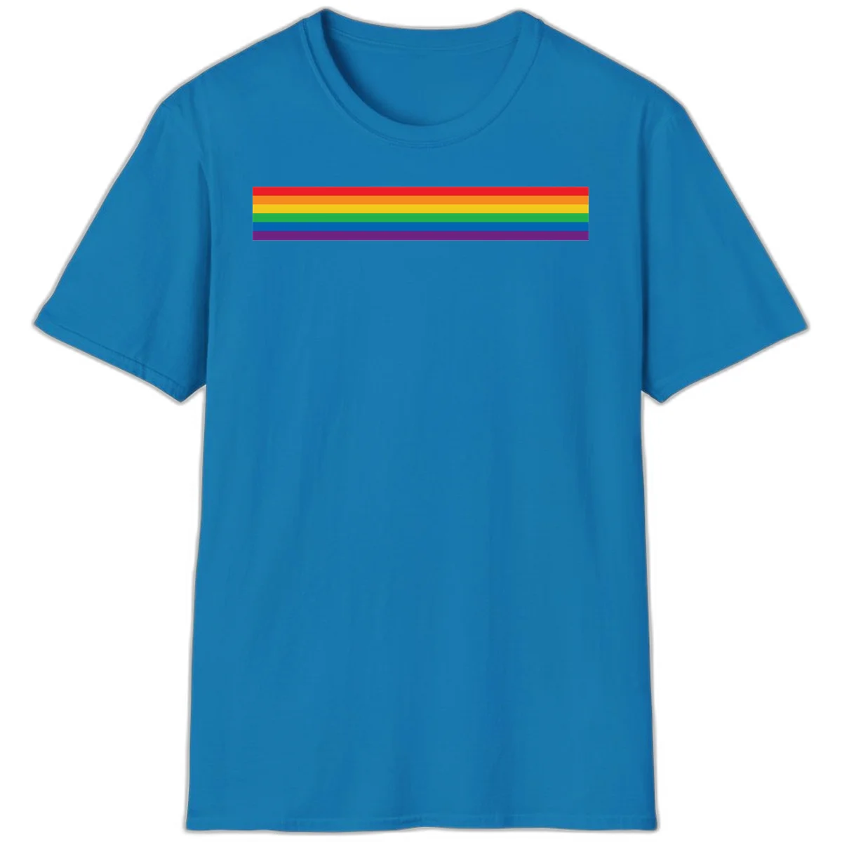 Rainbow pride flag with six horizontal stripes in red, orange, yellow, green, blue, and purple colors in Sapphire