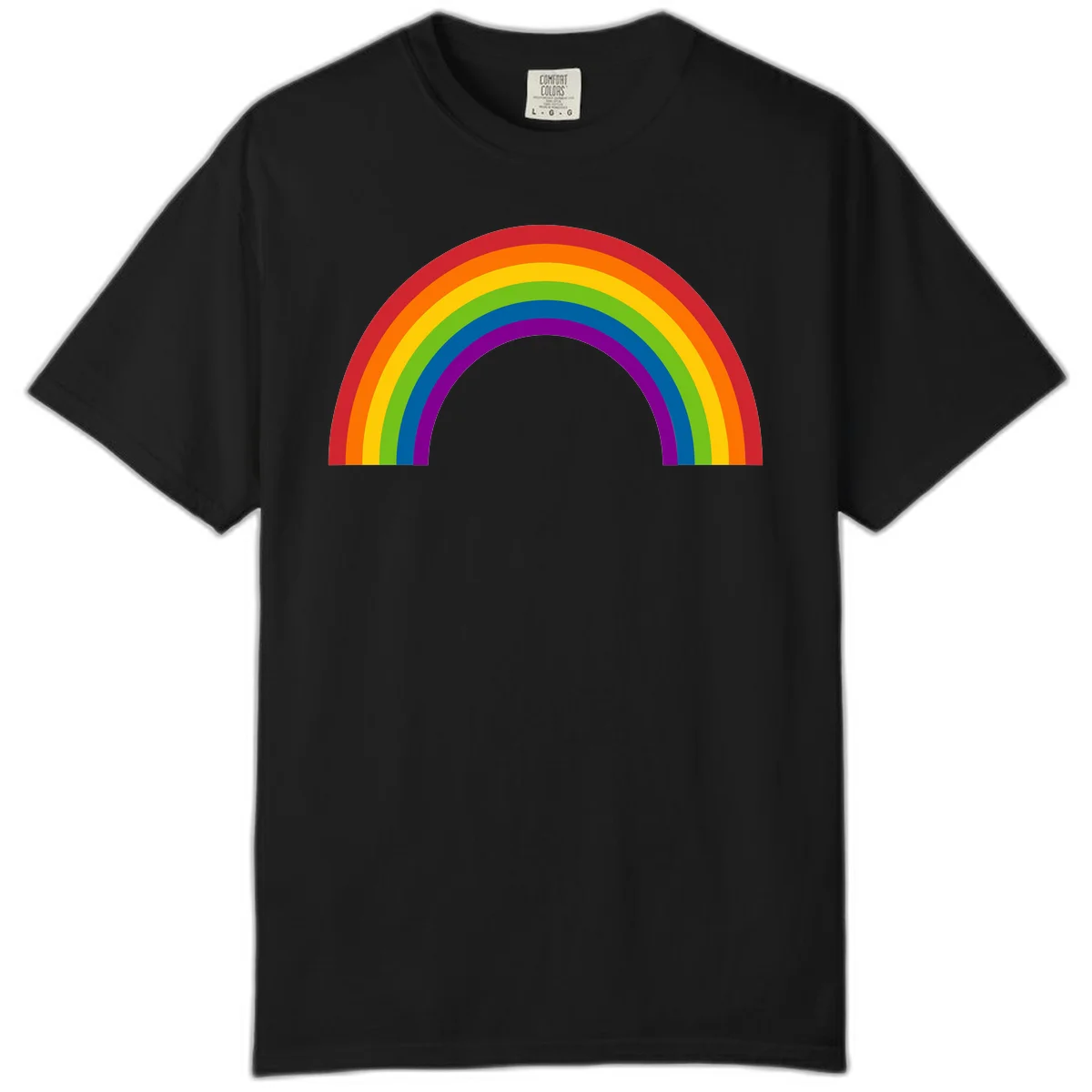 Classic pride rainbow arc with seven vibrant colored stripes in concentric semicircles in Black