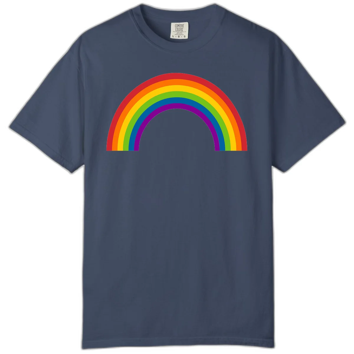 Classic pride rainbow arc with seven vibrant colored stripes in concentric semicircles in Midnight