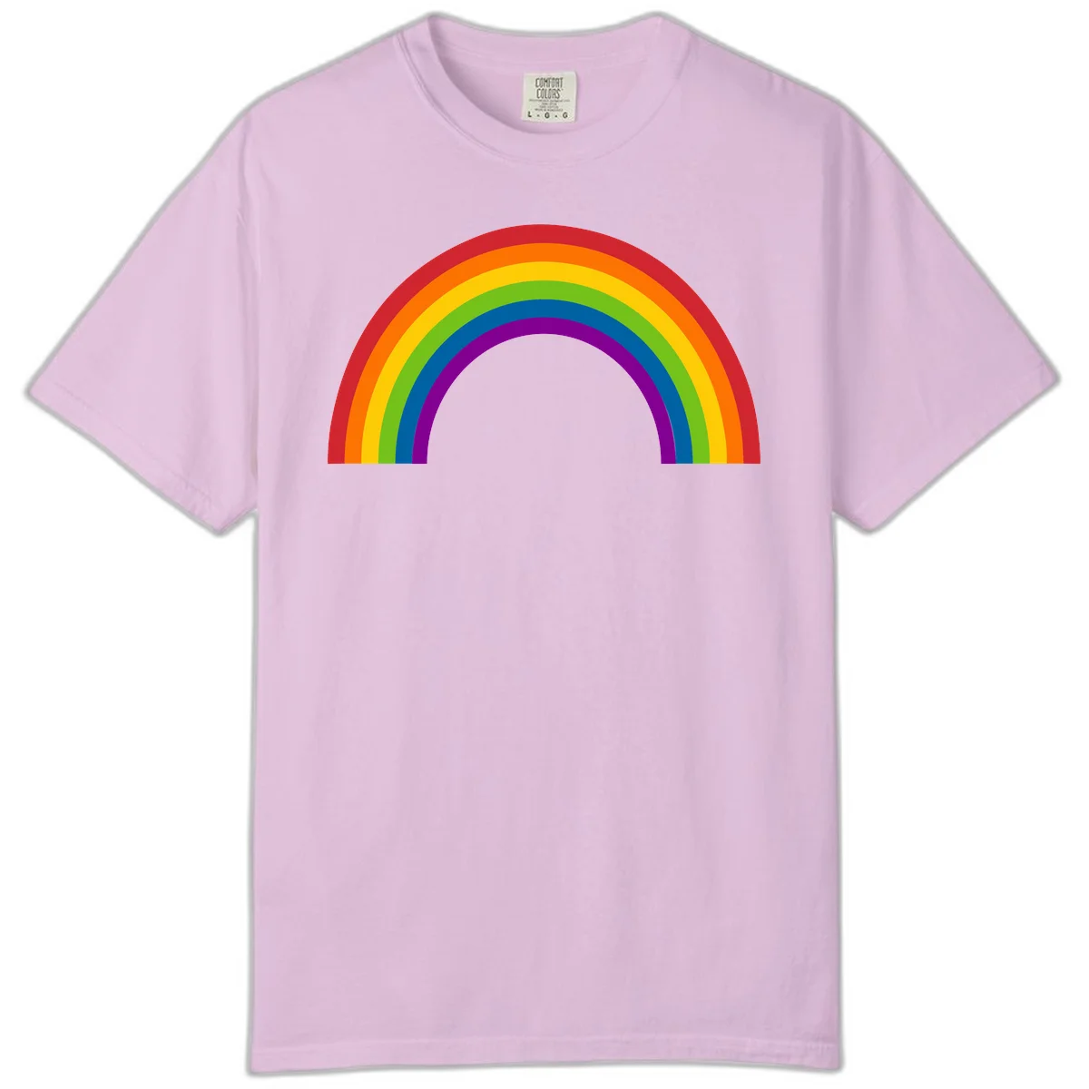 Classic pride rainbow arc with seven vibrant colored stripes in concentric semicircles in Orchid