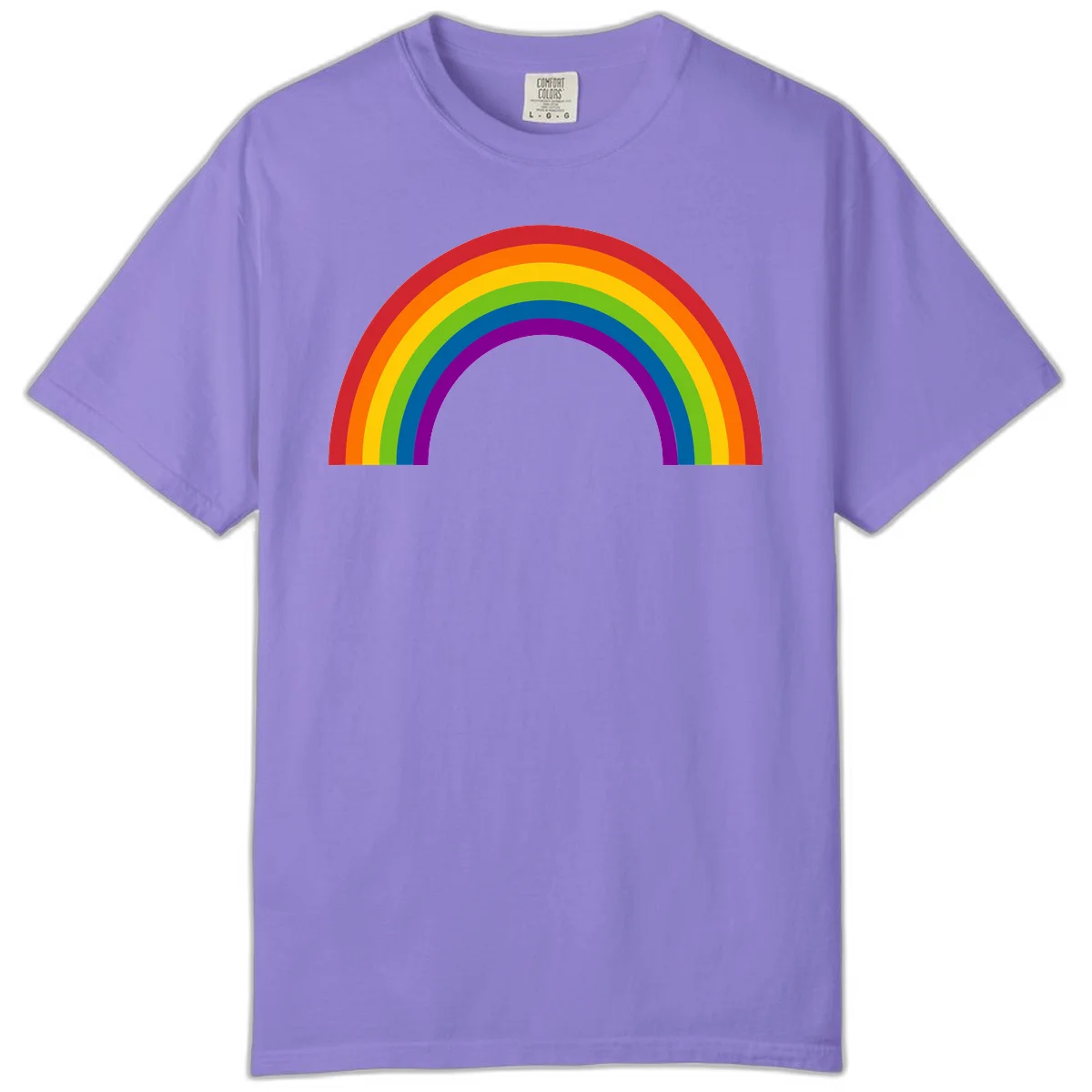 Classic pride rainbow arc with seven vibrant colored stripes in concentric semicircles in Violet