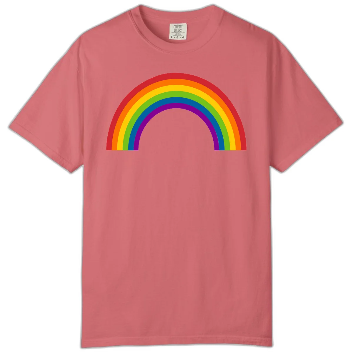 Classic pride rainbow arc with seven vibrant colored stripes in concentric semicircles in Watermelon