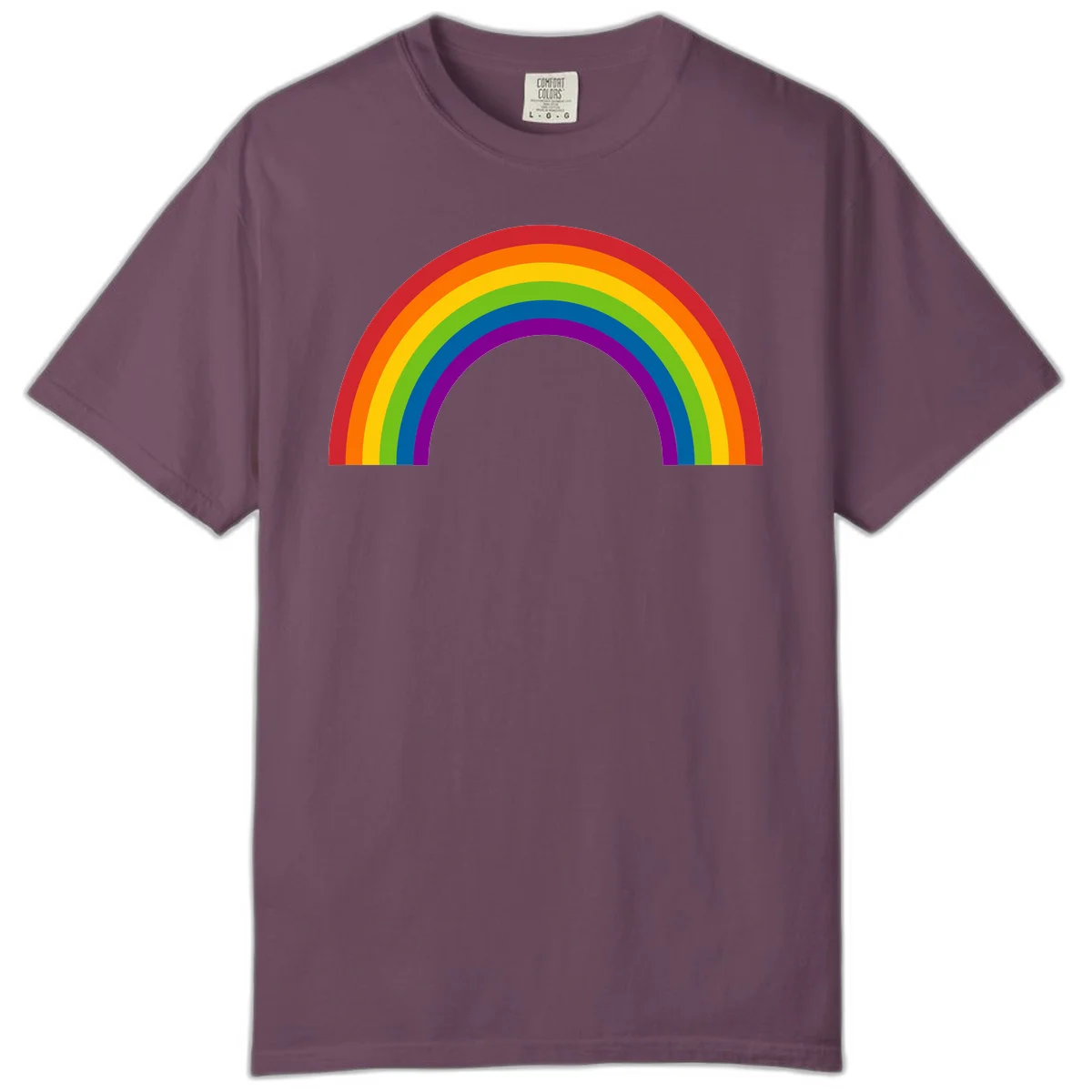 Classic pride rainbow arc with seven vibrant colored stripes in concentric semicircles in Berry