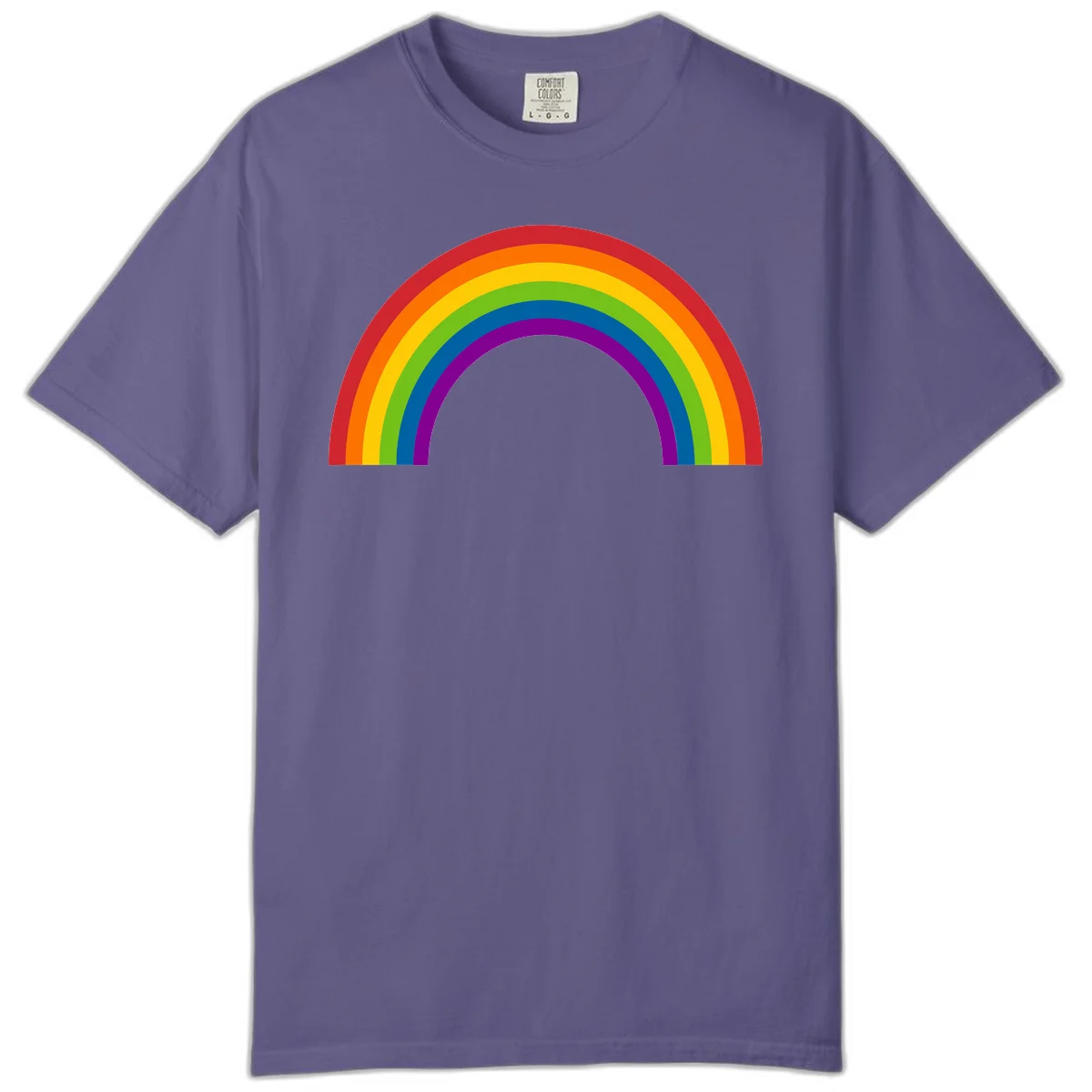 Classic pride rainbow arc with seven vibrant colored stripes in concentric semicircles in Grape