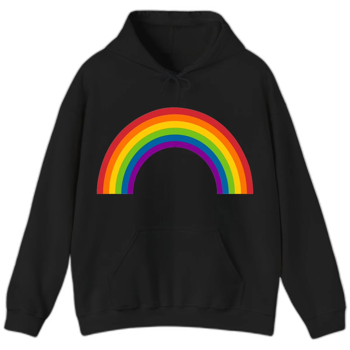 Classic pride rainbow arc with seven vibrant colored stripes in concentric semicircles in Black