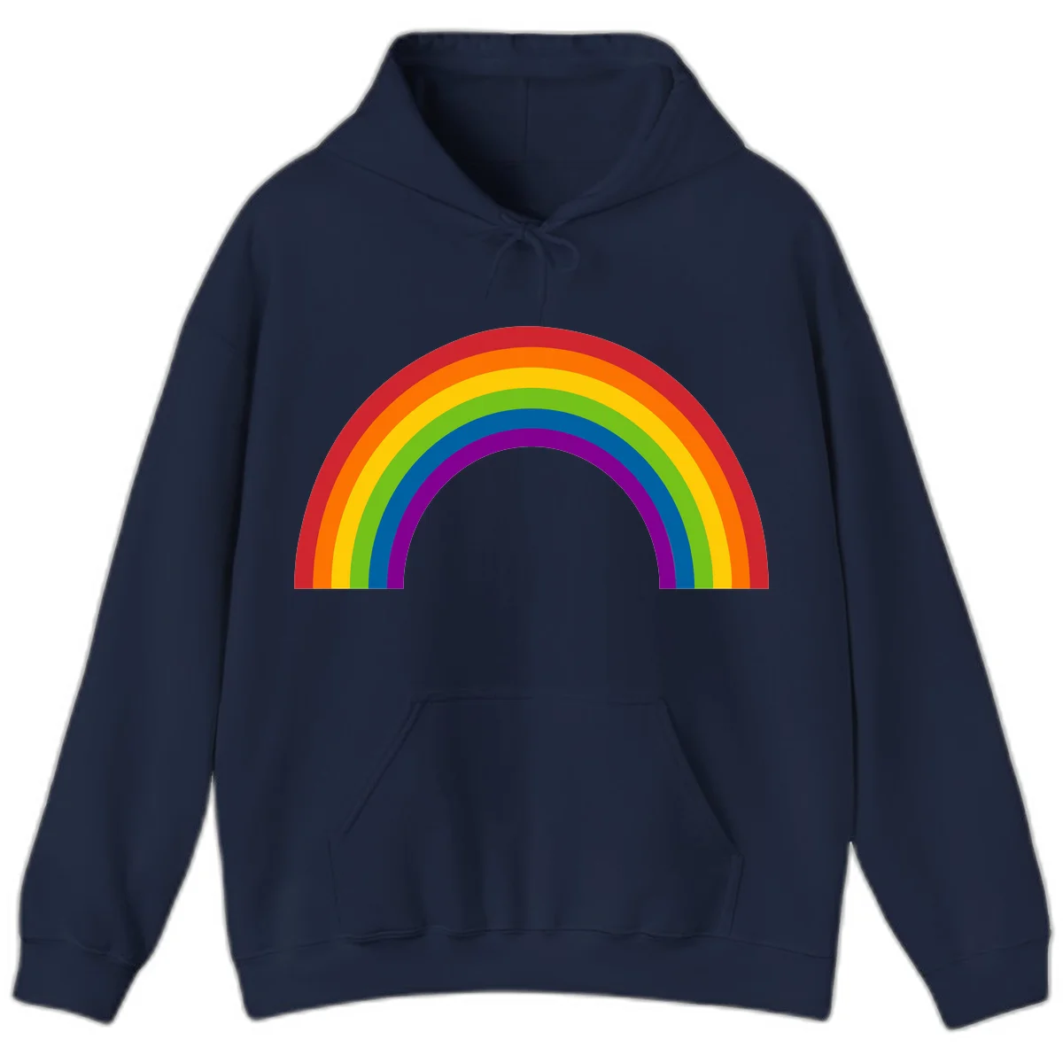 Classic pride rainbow arc with seven vibrant colored stripes in concentric semicircles in Navy