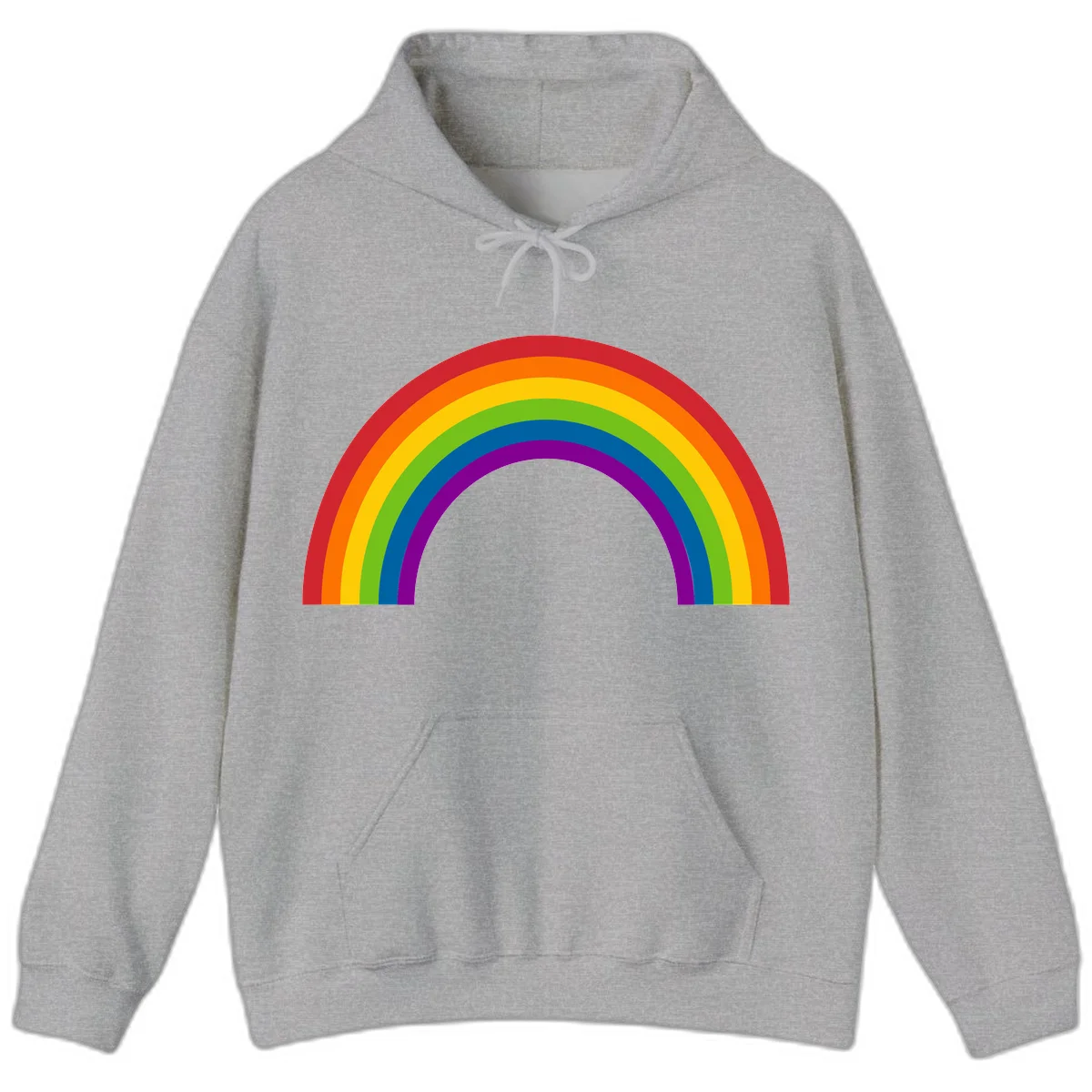 Classic pride rainbow arc with seven vibrant colored stripes in concentric semicircles in Sport Grey