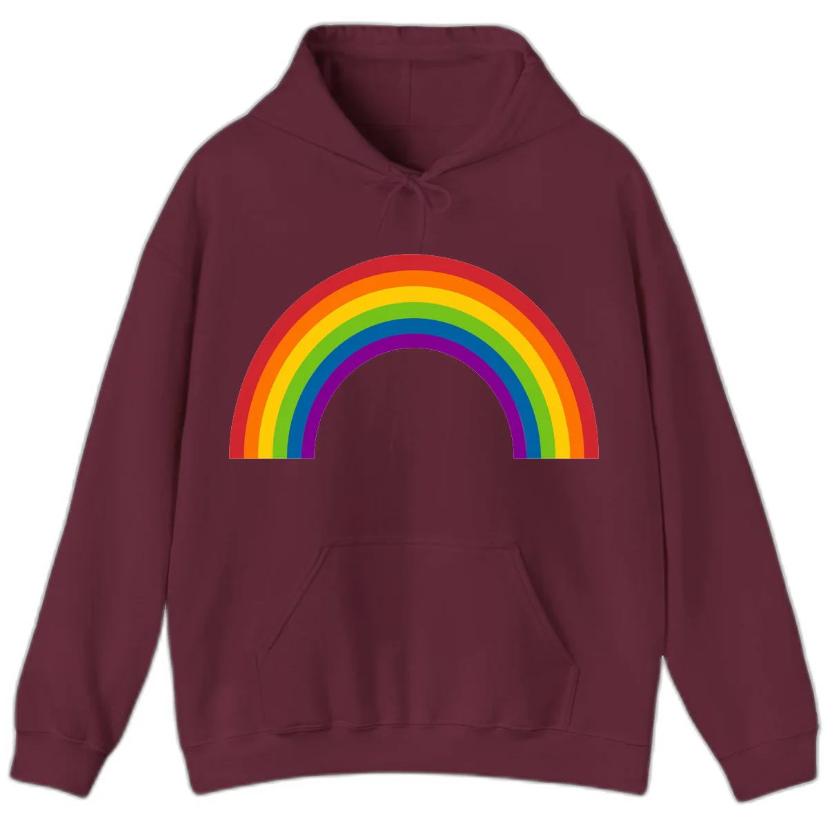 Classic pride rainbow arc with seven vibrant colored stripes in concentric semicircles in Maroon