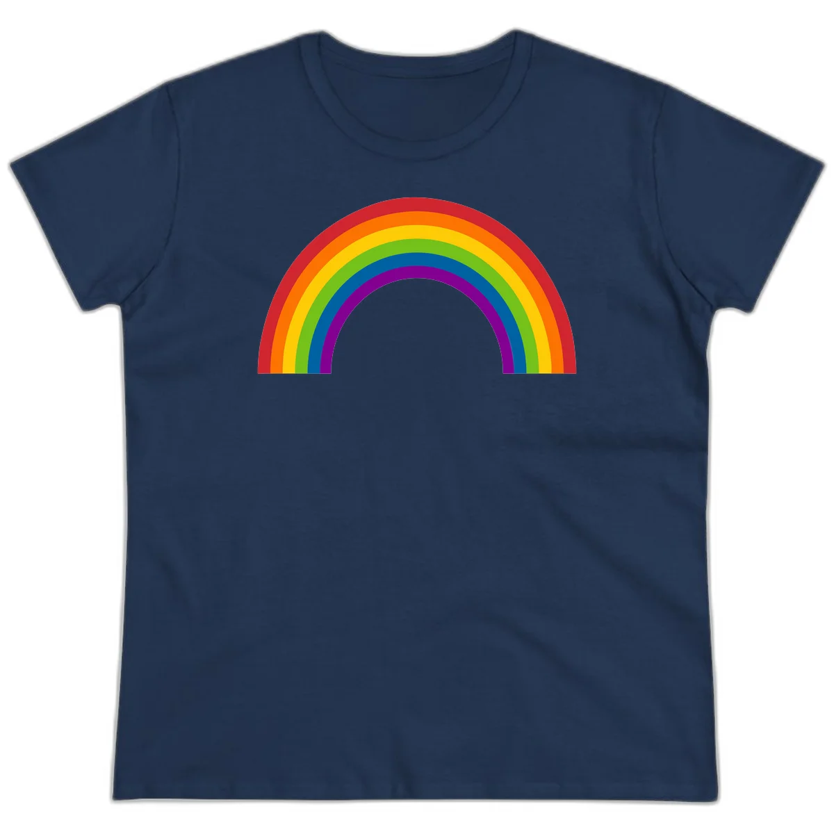 Classic pride rainbow arc with seven vibrant colored stripes in concentric semicircles in Navy