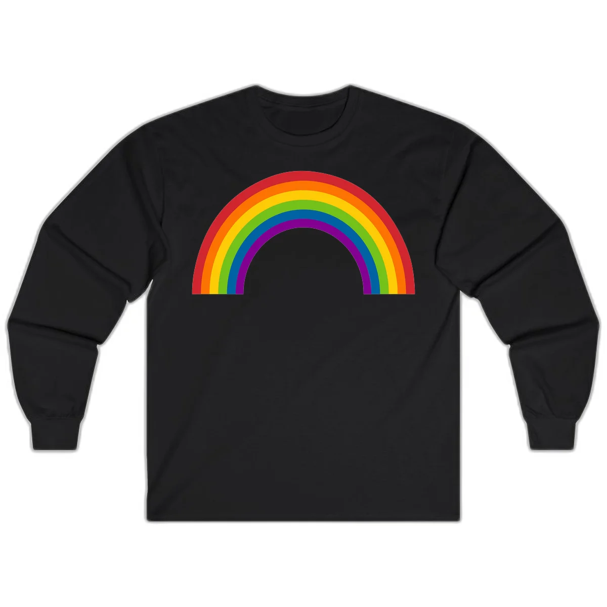 Classic pride rainbow arc with seven vibrant colored stripes in concentric semicircles in Black