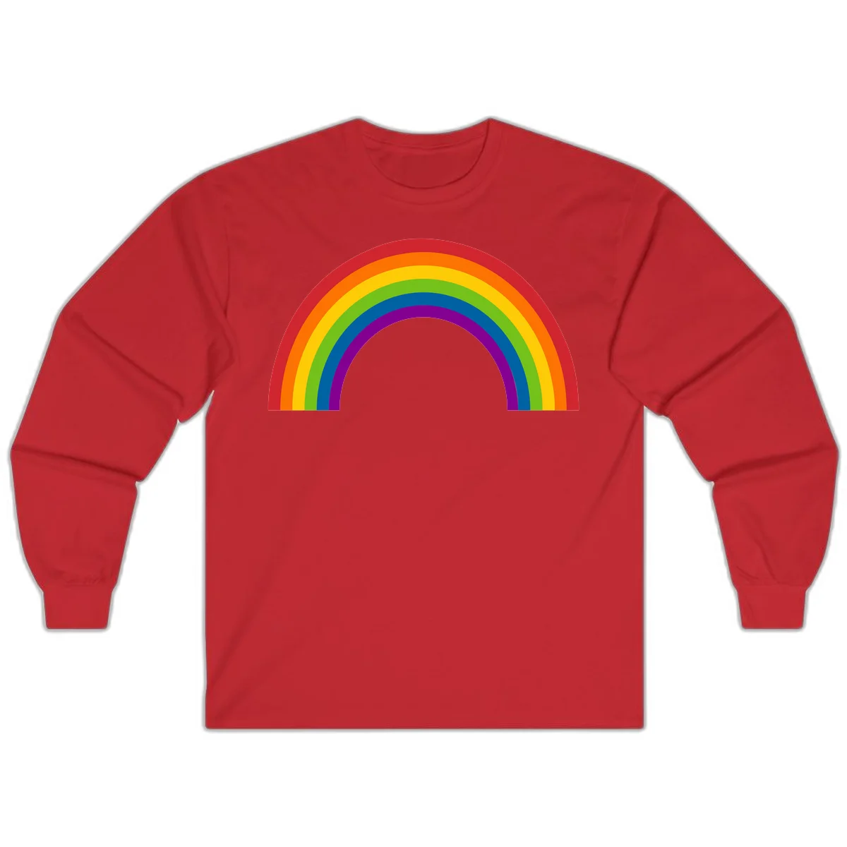Classic pride rainbow arc with seven vibrant colored stripes in concentric semicircles in Red