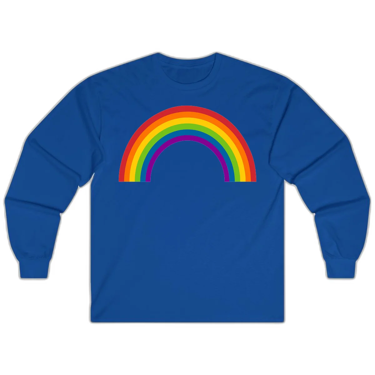Classic pride rainbow arc with seven vibrant colored stripes in concentric semicircles in Royal