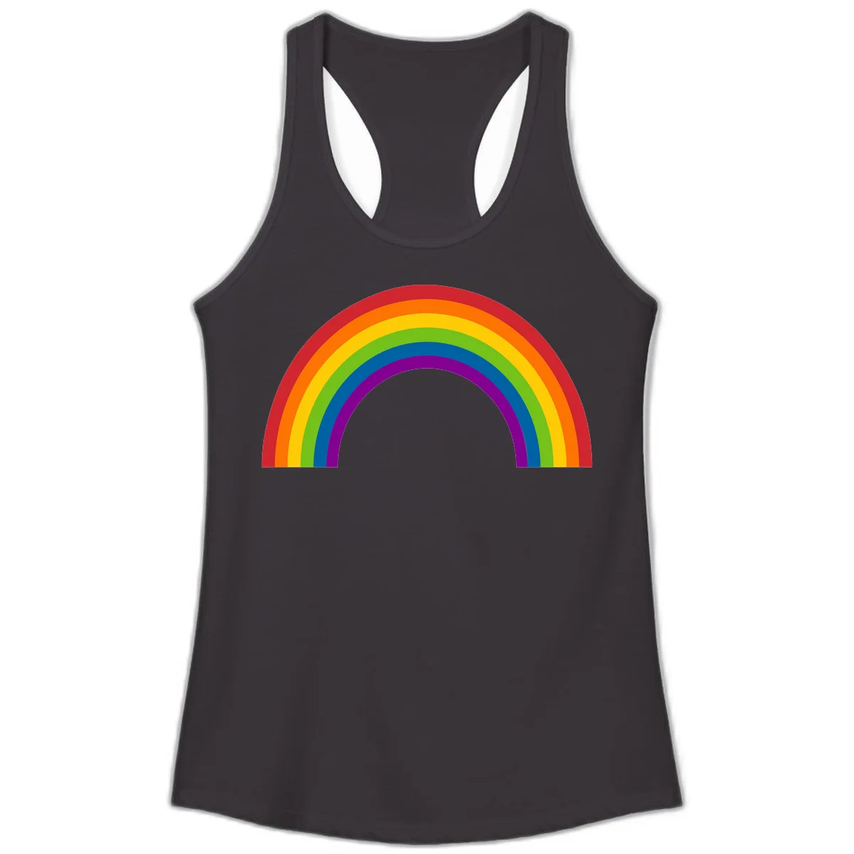 Classic pride rainbow arc with seven vibrant colored stripes in concentric semicircles in Black