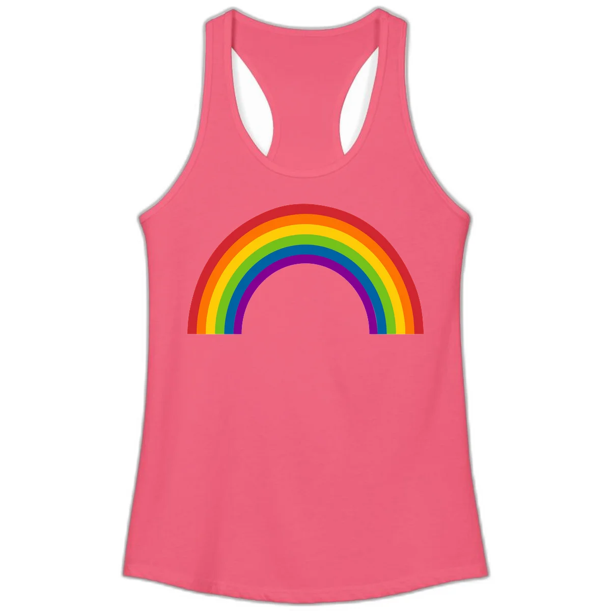 Classic pride rainbow arc with seven vibrant colored stripes in concentric semicircles in Hot Pink