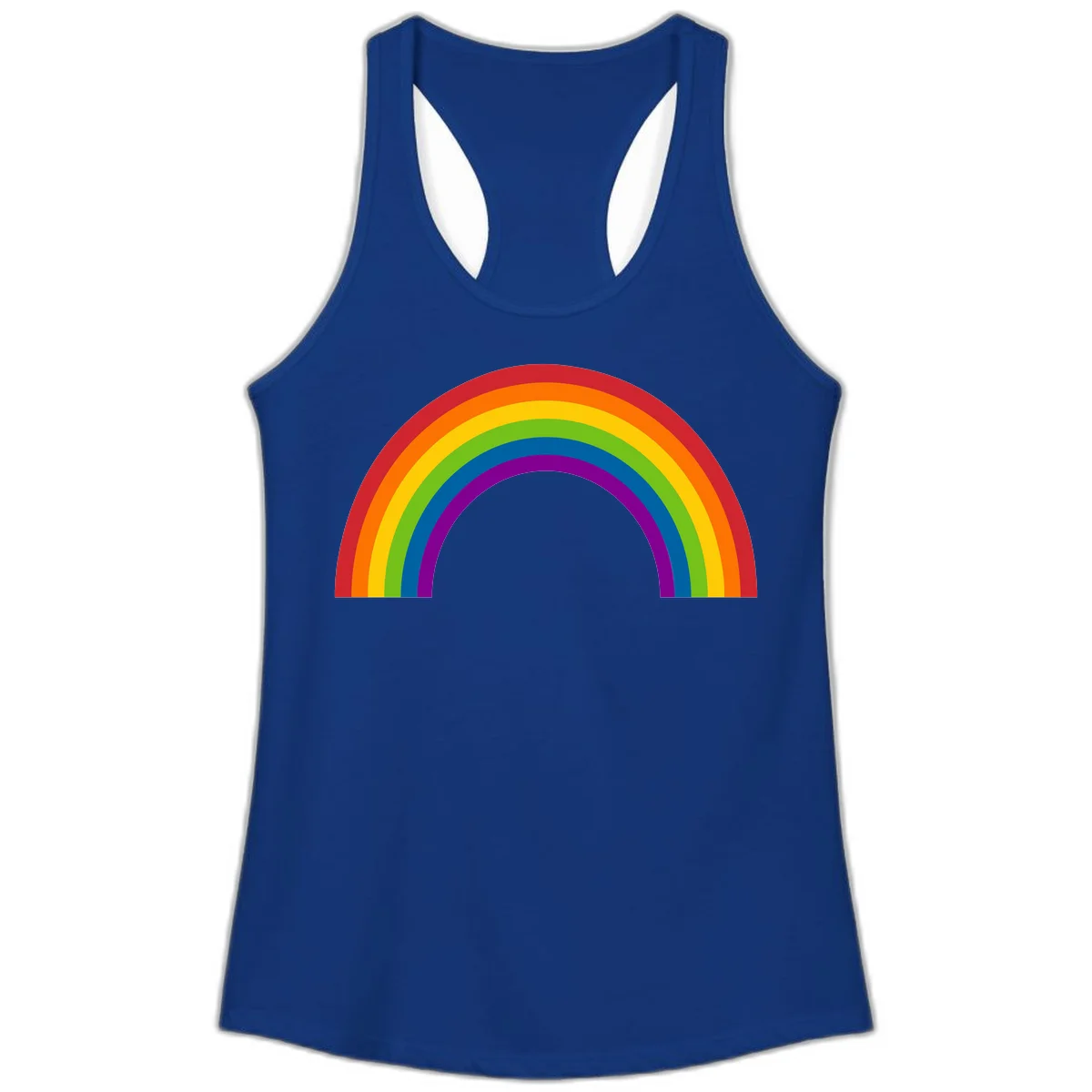 Classic pride rainbow arc with seven vibrant colored stripes in concentric semicircles in Solid Royal