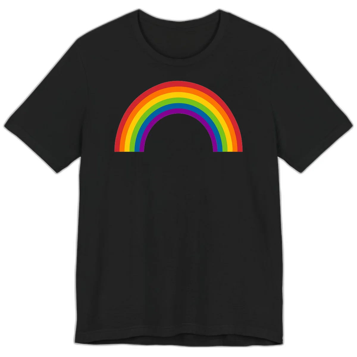 Classic pride rainbow arc with seven vibrant colored stripes in concentric semicircles in Black