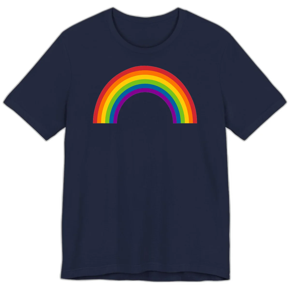 Classic pride rainbow arc with seven vibrant colored stripes in concentric semicircles in Navy