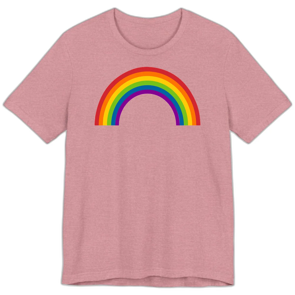 Classic pride rainbow arc with seven vibrant colored stripes in concentric semicircles in Heather Orchid