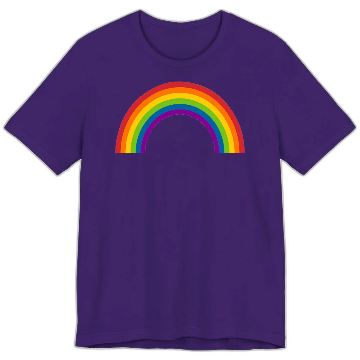 Classic pride rainbow arc with seven vibrant colored stripes in concentric semicircles in Team Purple