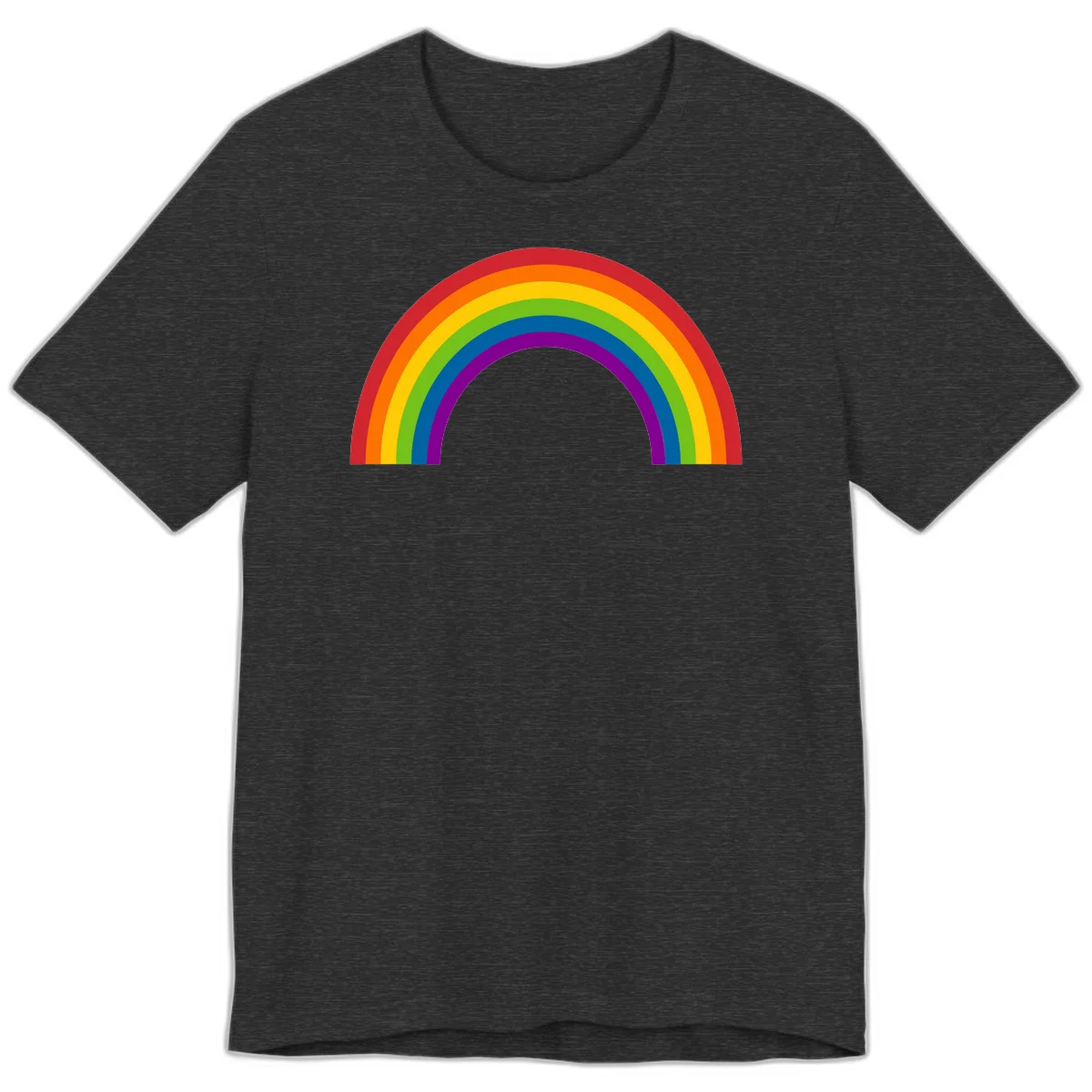 Classic pride rainbow arc with seven vibrant colored stripes in concentric semicircles in Dark Grey Heather