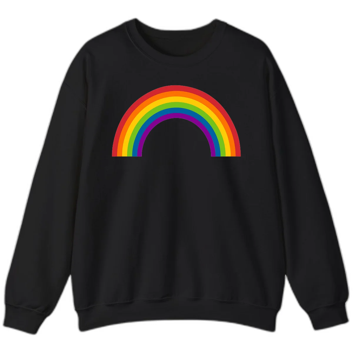 Classic pride rainbow arc with seven vibrant colored stripes in concentric semicircles in Black