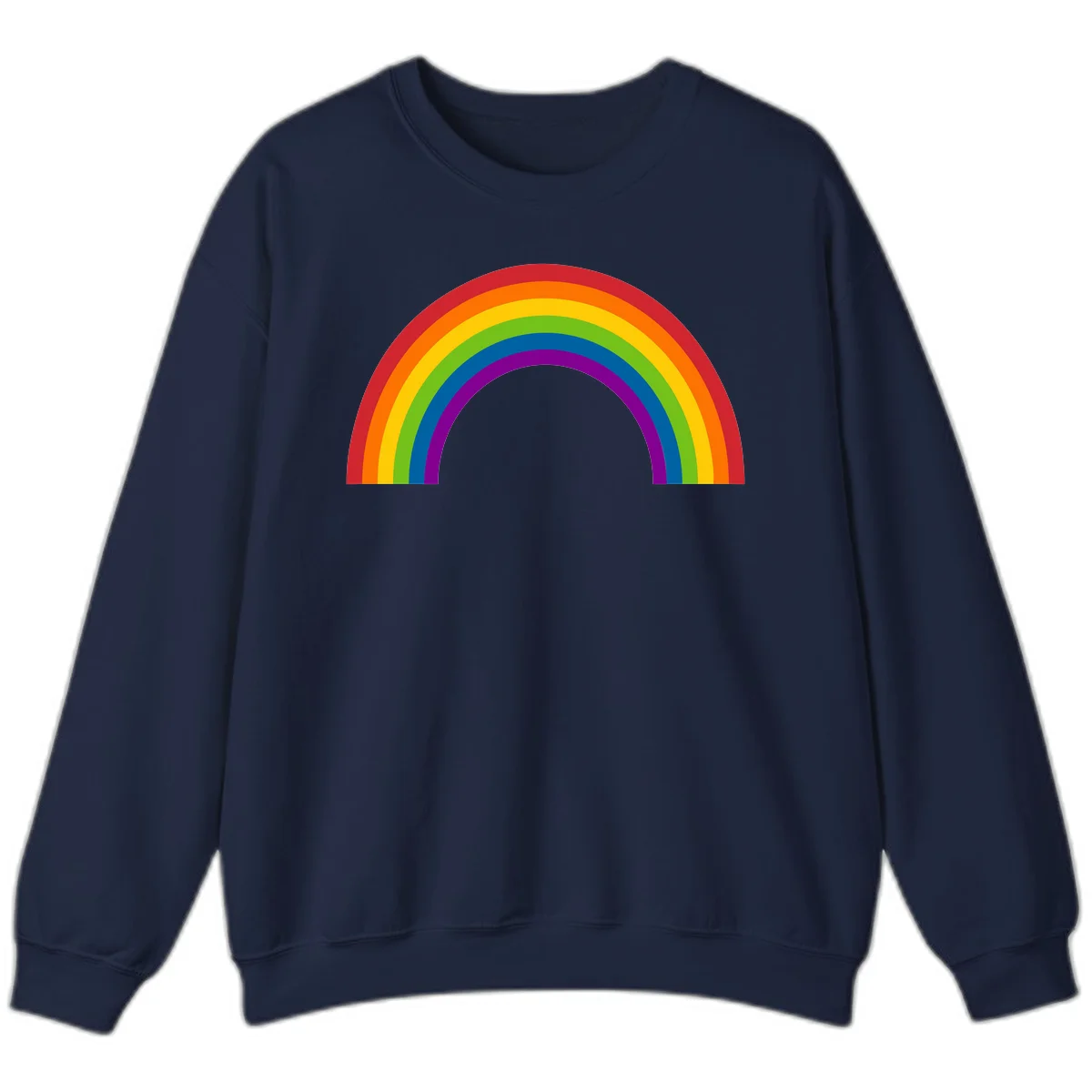 Classic pride rainbow arc with seven vibrant colored stripes in concentric semicircles in Navy