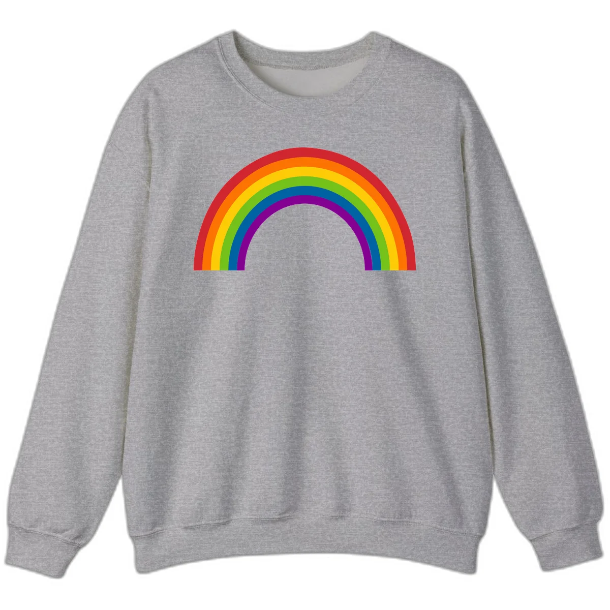 Classic pride rainbow arc with seven vibrant colored stripes in concentric semicircles in Sport Grey