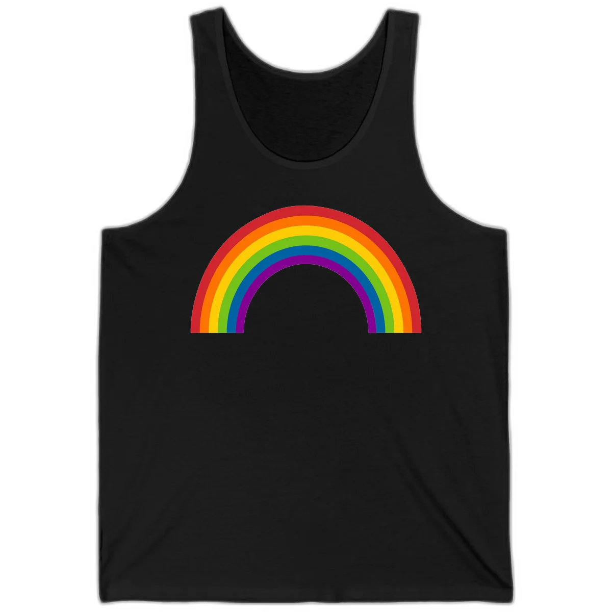 Classic pride rainbow arc with seven vibrant colored stripes in concentric semicircles in Black