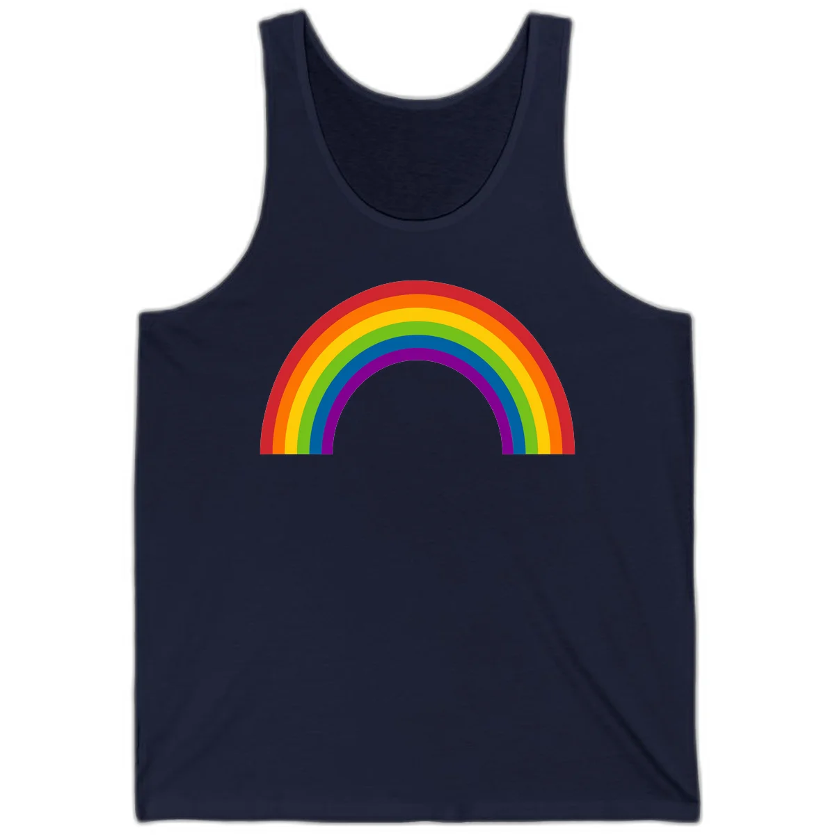 Classic pride rainbow arc with seven vibrant colored stripes in concentric semicircles in Navy