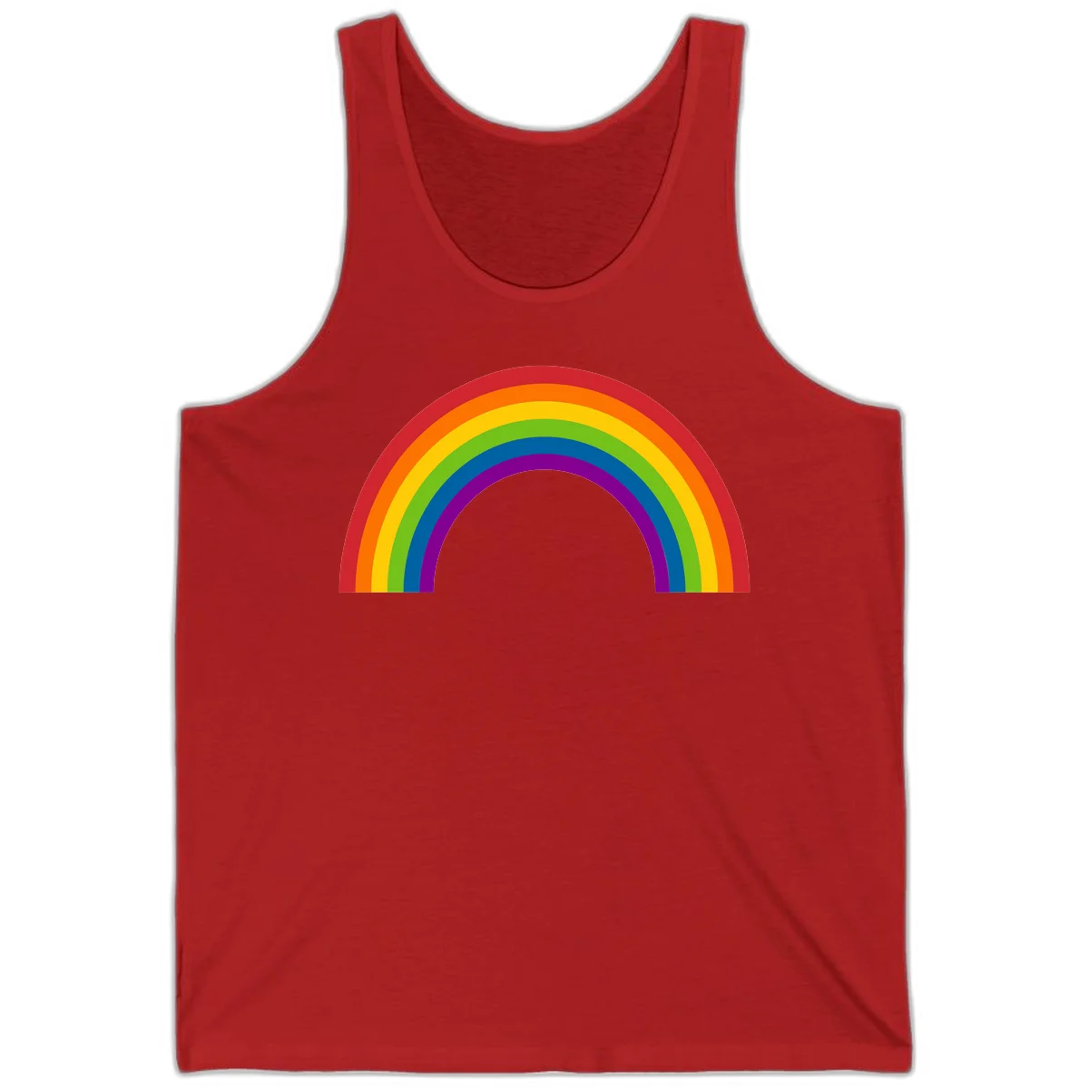 Classic pride rainbow arc with seven vibrant colored stripes in concentric semicircles in Red