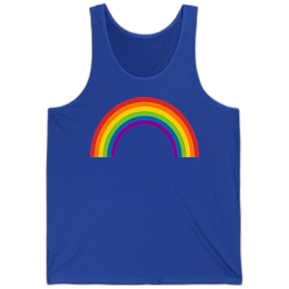 Classic pride rainbow arc with seven vibrant colored stripes in concentric semicircles in True Royal
