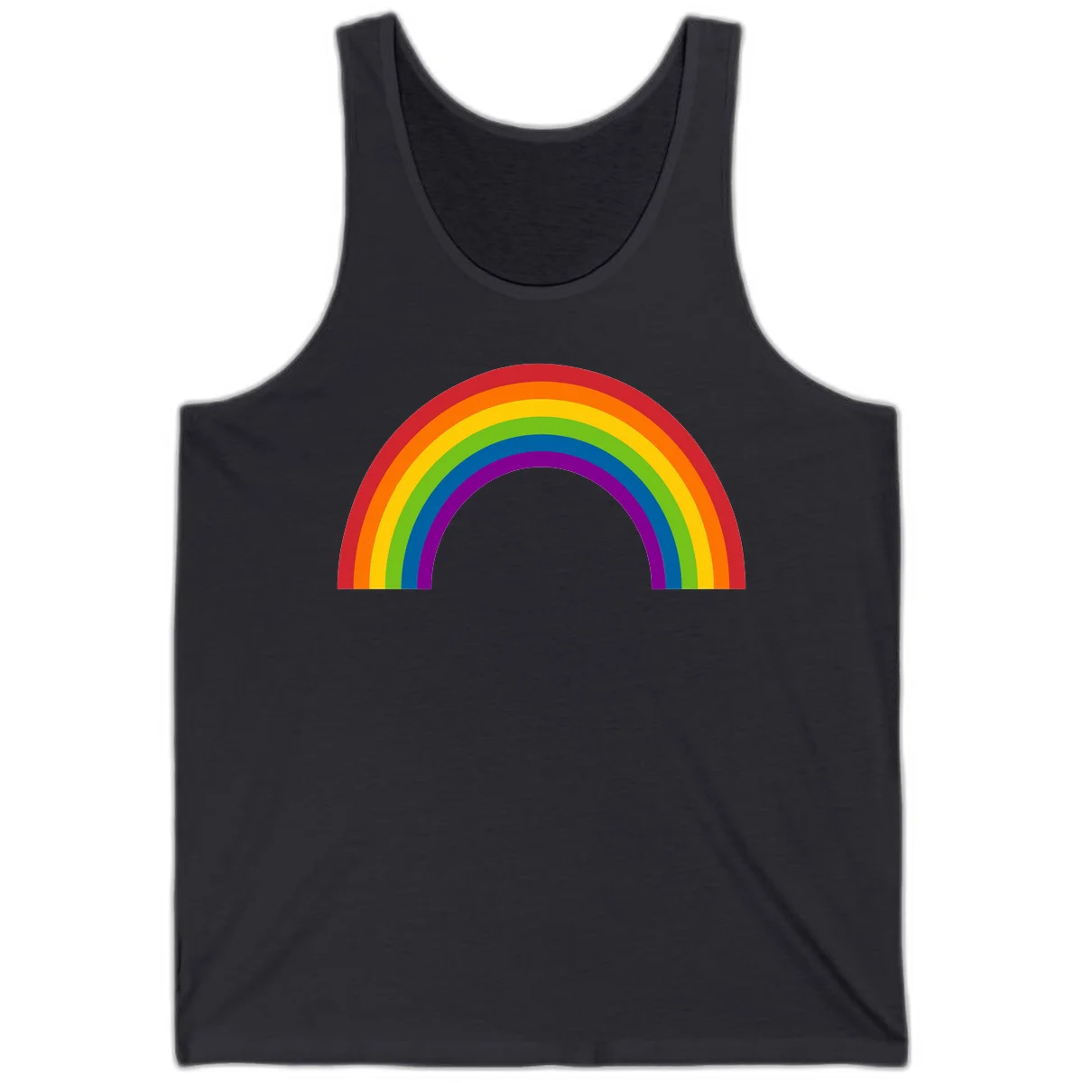 Classic pride rainbow arc with seven vibrant colored stripes in concentric semicircles in Dark Grey