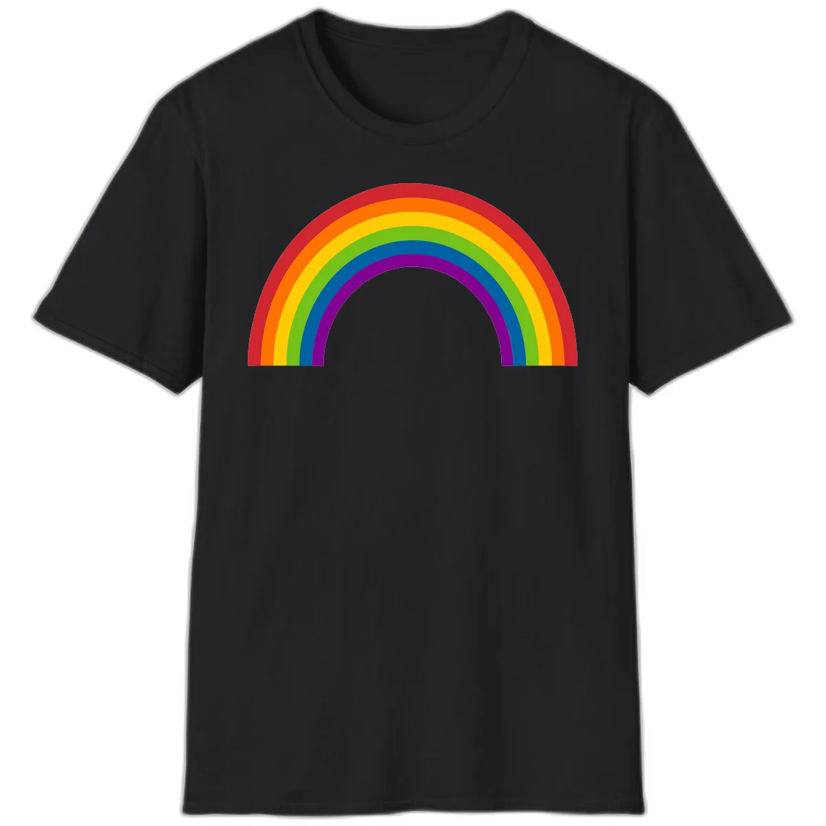 Classic pride rainbow arc with seven vibrant colored stripes in concentric semicircles in Black