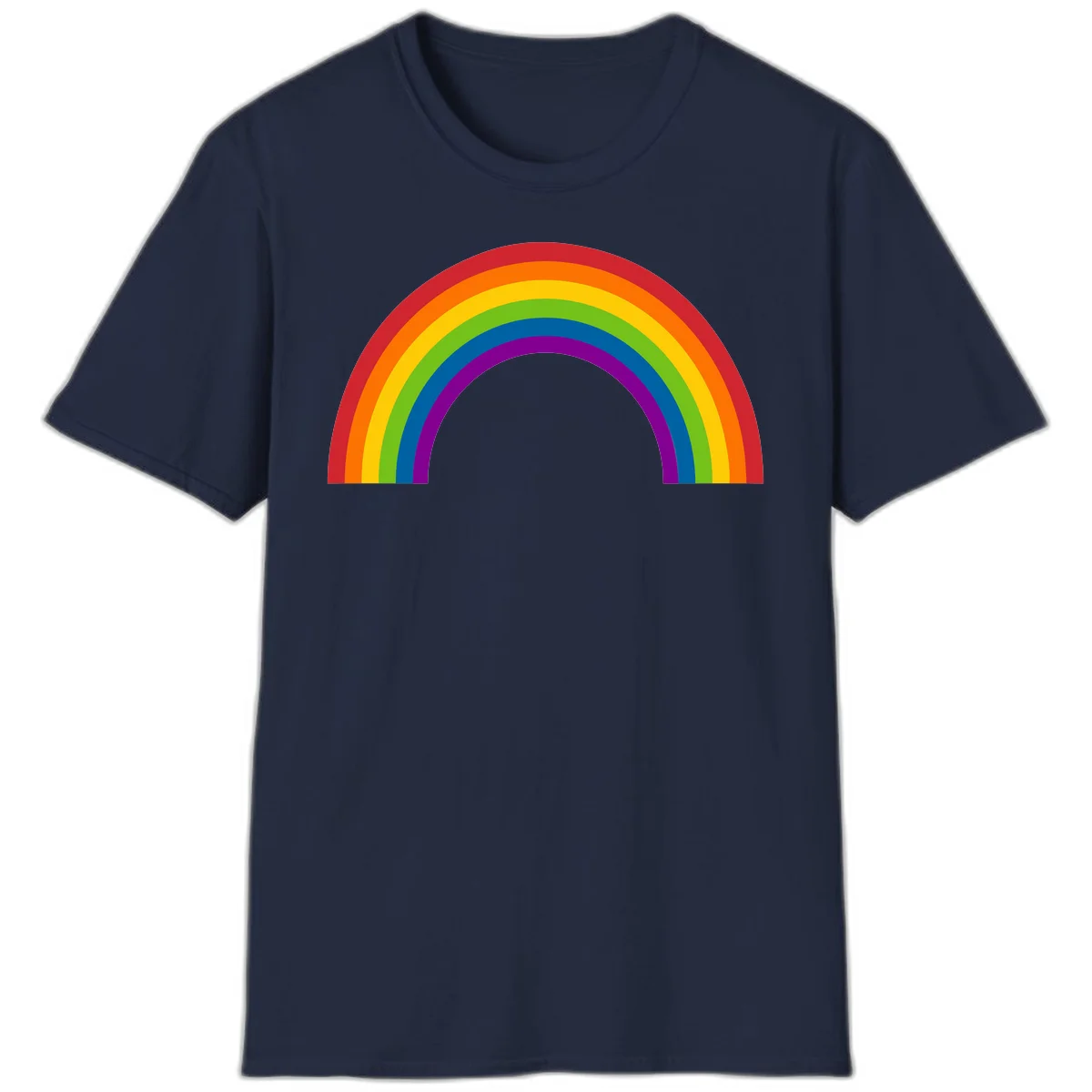Classic pride rainbow arc with seven vibrant colored stripes in concentric semicircles in Navy