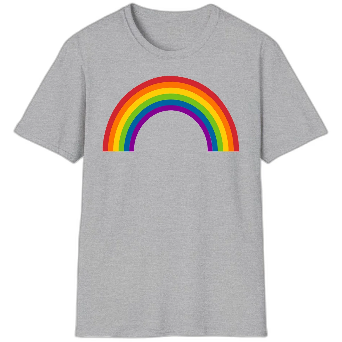 Classic pride rainbow arc with seven vibrant colored stripes in concentric semicircles in Sport Grey