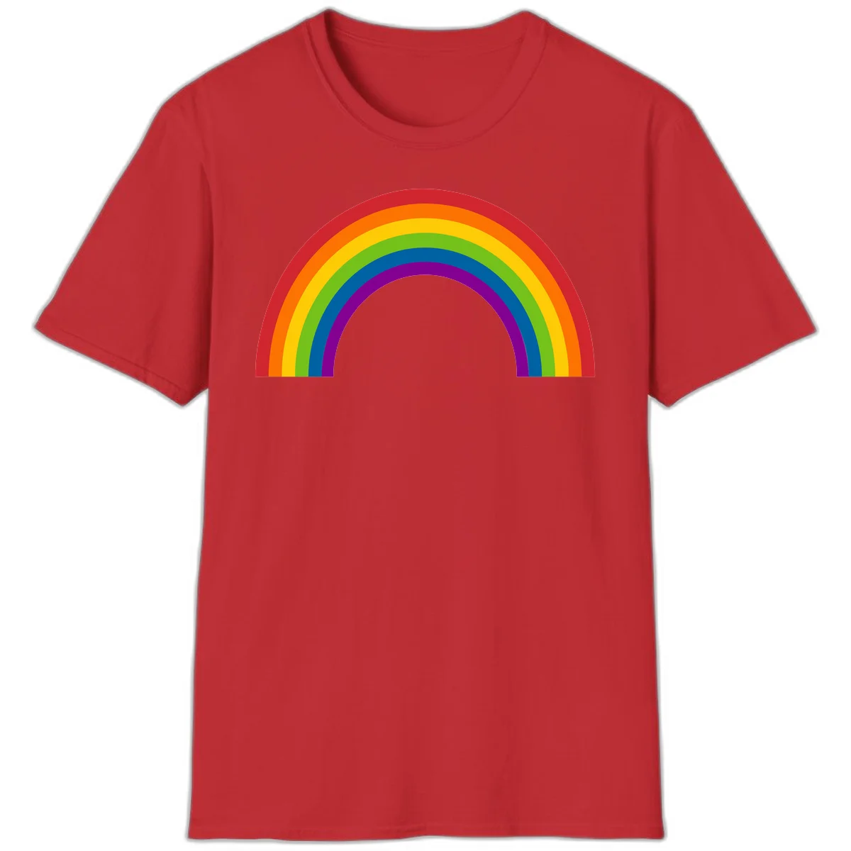 Classic pride rainbow arc with seven vibrant colored stripes in concentric semicircles in Red