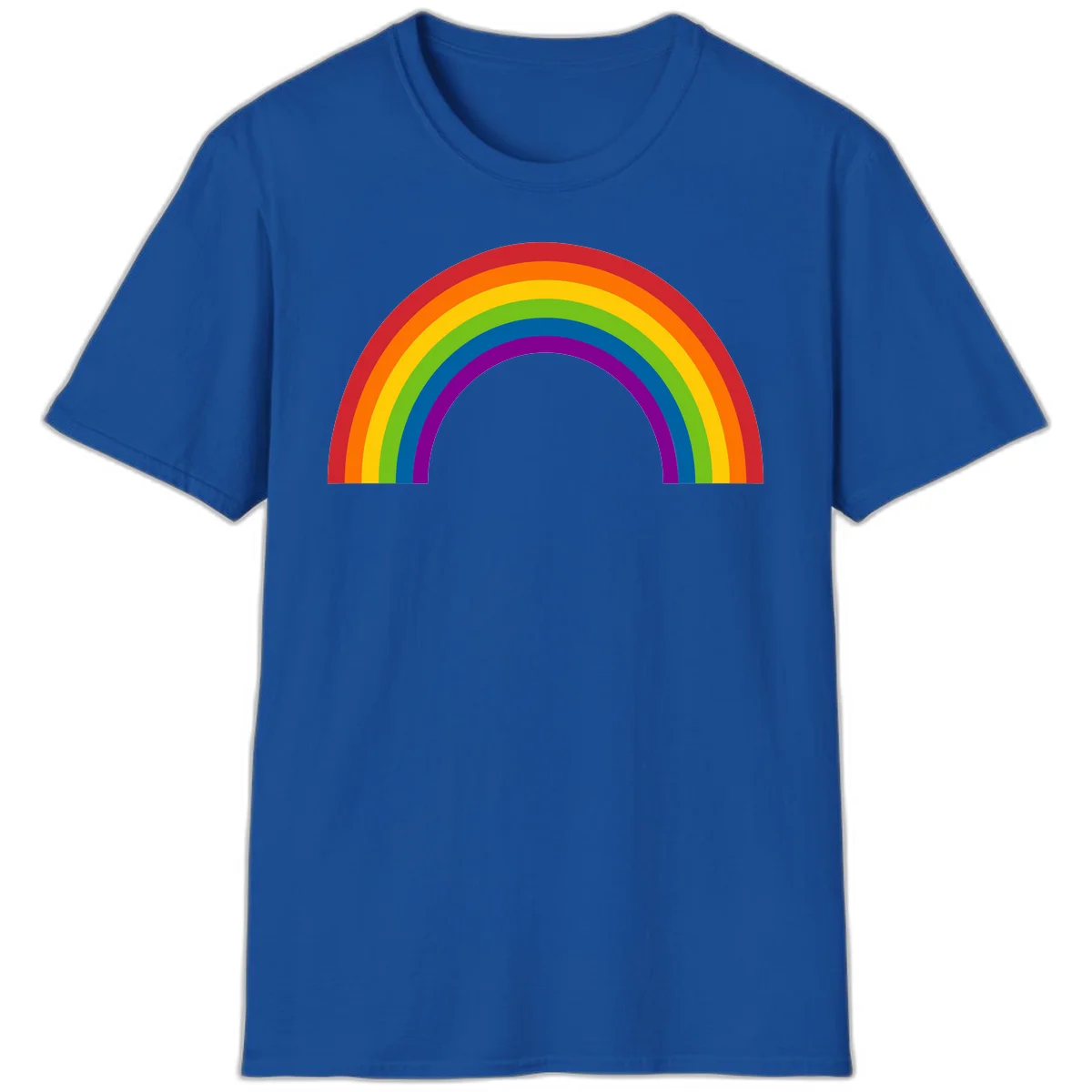 Classic pride rainbow arc with seven vibrant colored stripes in concentric semicircles in Royal