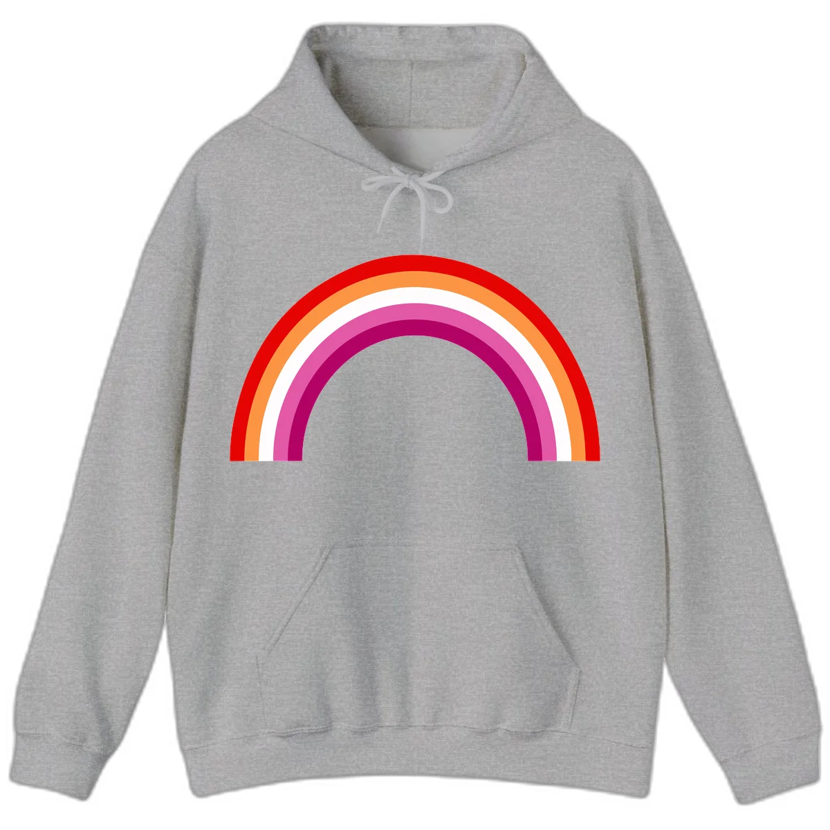 Modern pride rainbow arc with concentric curved stripes in red, orange, white, pink, and magenta colors in Sport Grey