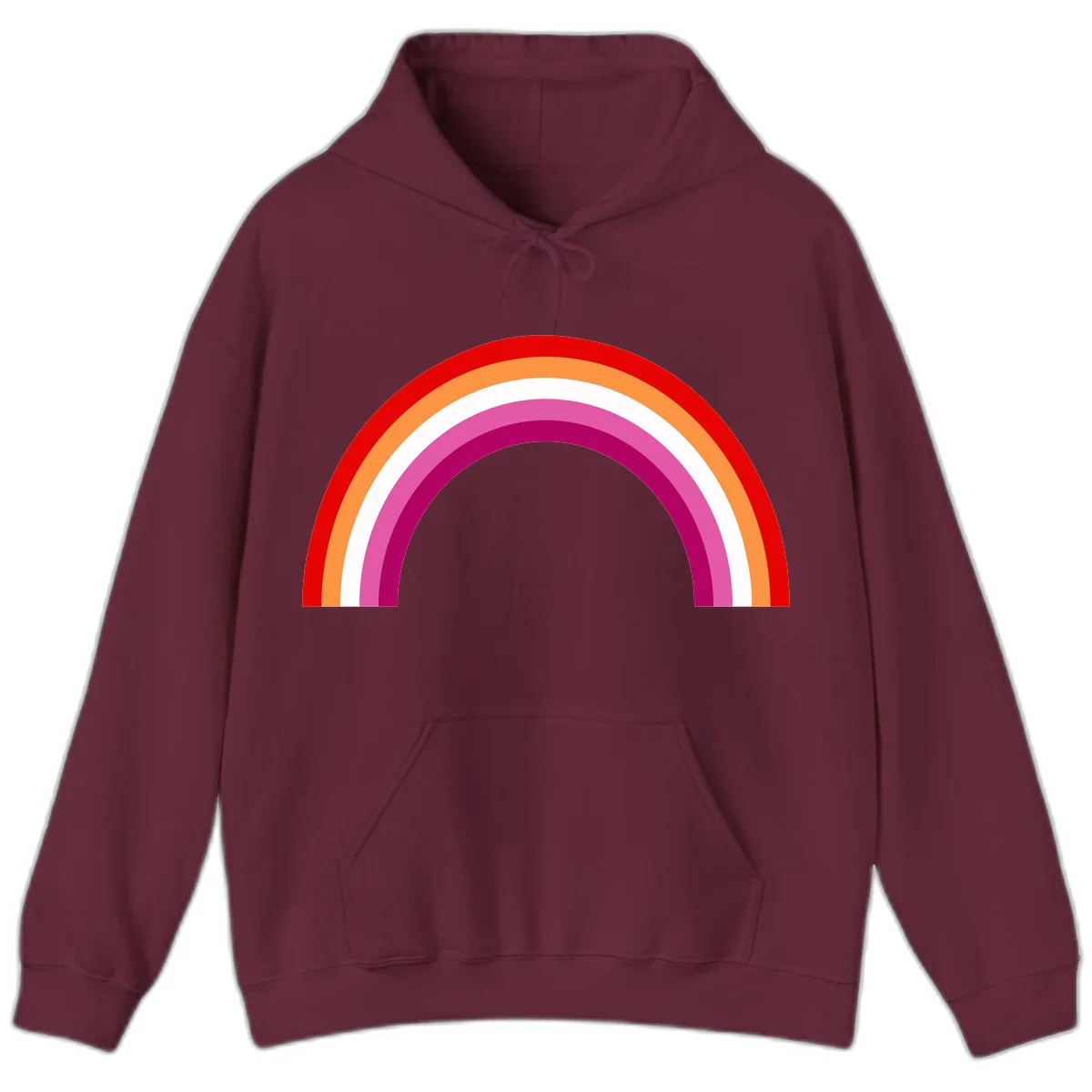 Modern pride rainbow arc with concentric curved stripes in red, orange, white, pink, and magenta colors in Maroon