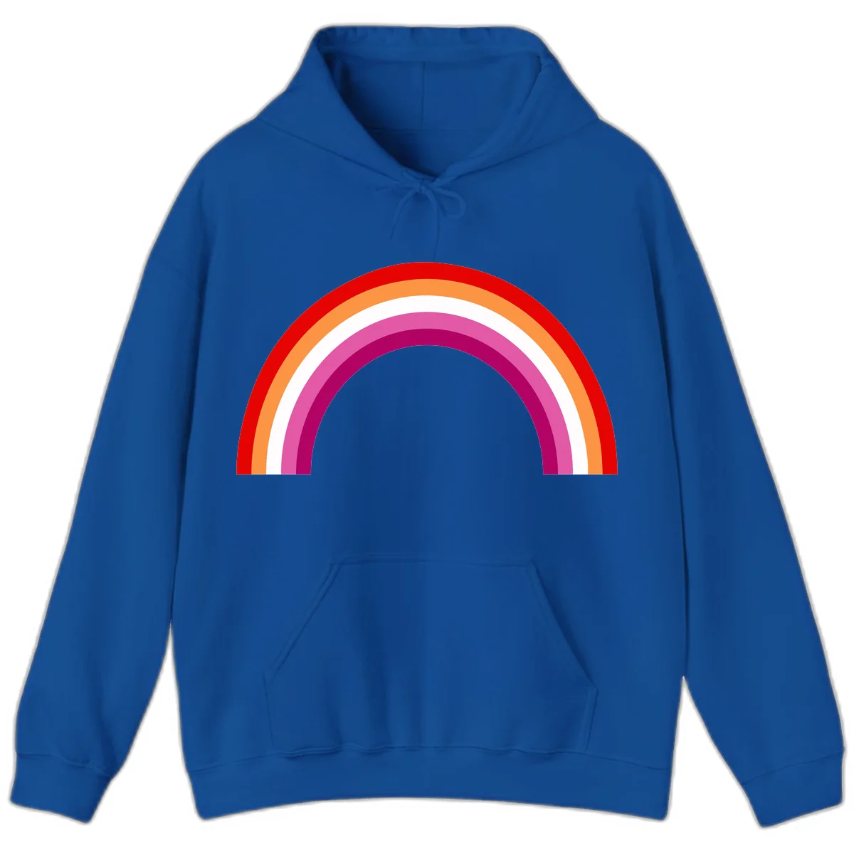 Modern pride rainbow arc with concentric curved stripes in red, orange, white, pink, and magenta colors in Royal